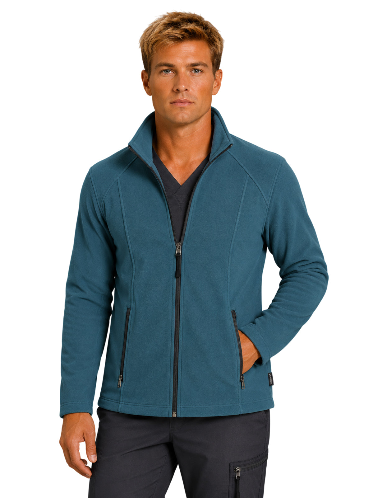 Men's Two-Pocket Bonded Fleece Full Zip Jacket - 6555 - Caribbean Blue