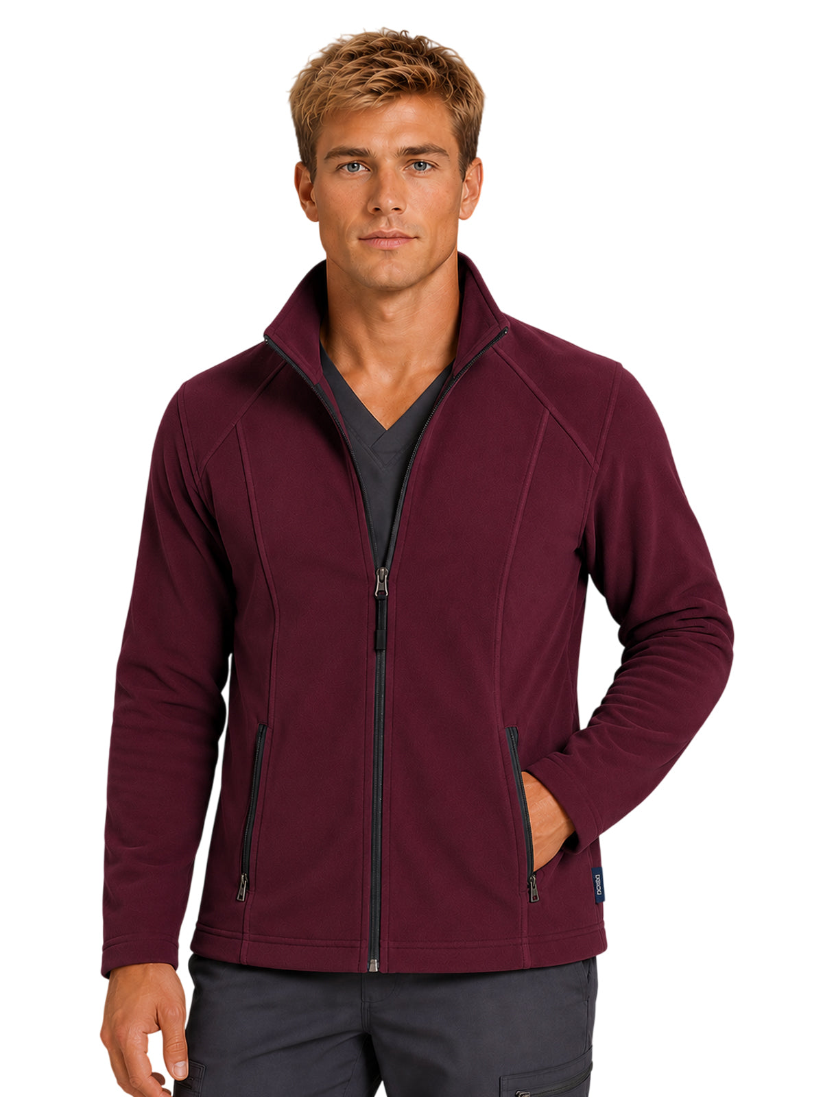 Men's Two-Pocket Bonded Fleece Full Zip Jacket - 6555 - Wine