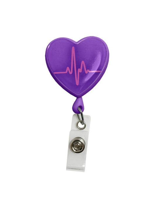 Retracteze™ ID Holder - 13 - EKG Heart Purple