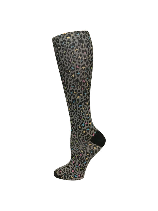 Unisex 12" Soft Comfort Compression Socks - 387 - Leopard Print Cream