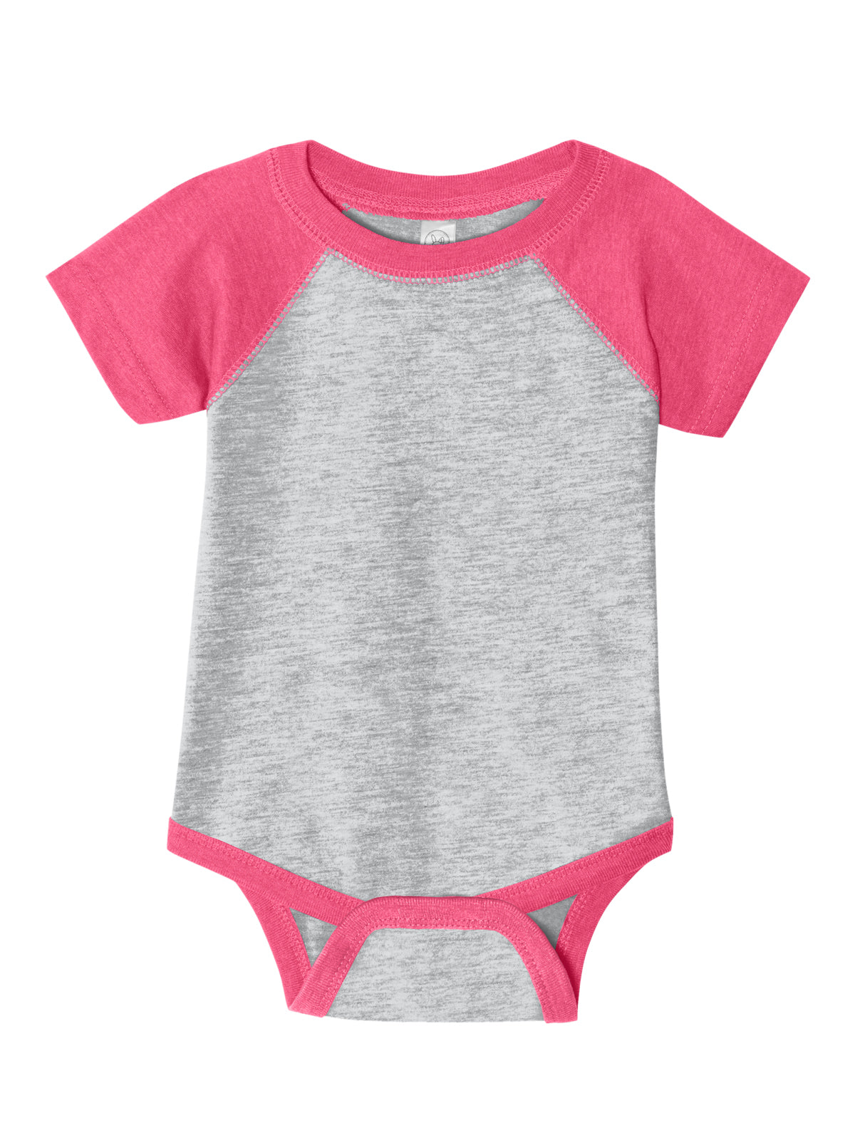 Unisex Infant Baseball Fine Jersey Bodysuit - RS4430 - Vintage Heather/Vintage Hot Pink