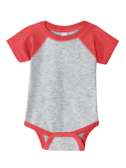 Unisex Infant Baseball Fine Jersey Bodysuit - RS4430 - Vintage Heather/Vintage Red