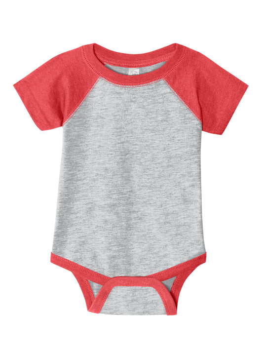 Unisex Infant Baseball Fine Jersey Bodysuit - RS4430 - Vintage Heather/Vintage Red