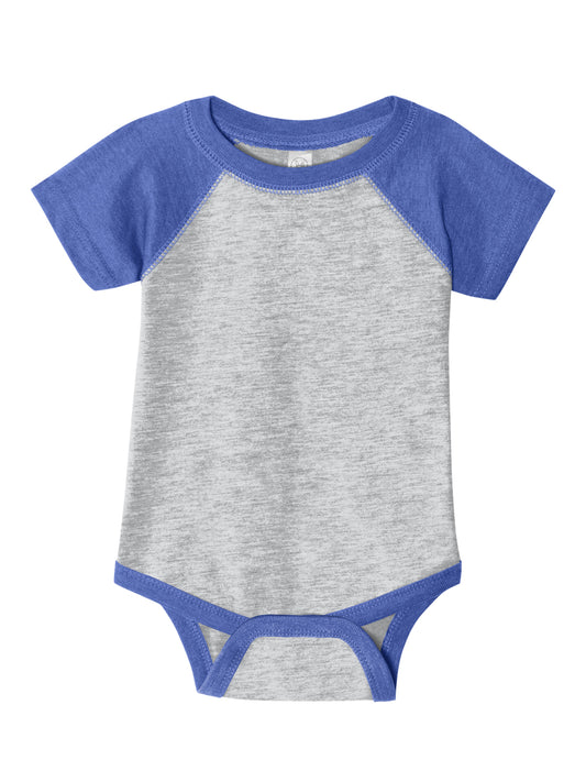 Unisex Infant Baseball Fine Jersey Bodysuit - RS4430 - Vintage Heather/Vintage Royal