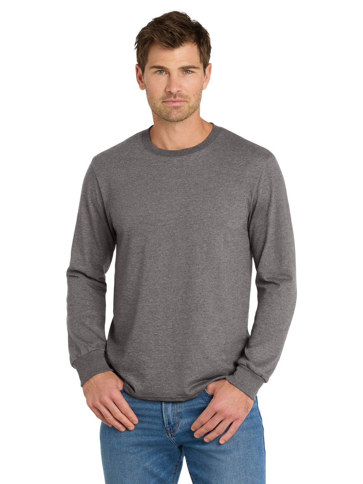 Men's Chore Long Sleeve Tee - VL60LS - Dark Heather Grey