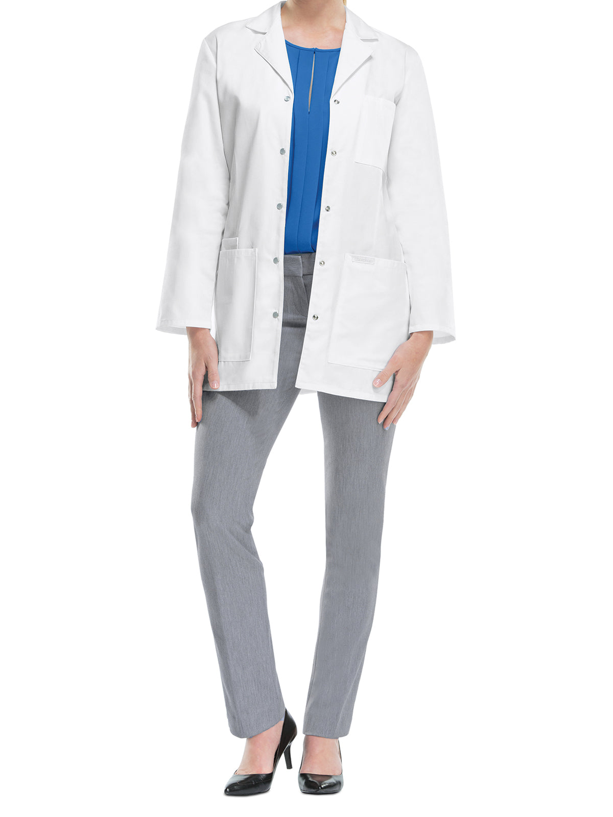 Women's Four-Pocket 32" Mid-Length Snap Front Lab Coat - 1369 - White