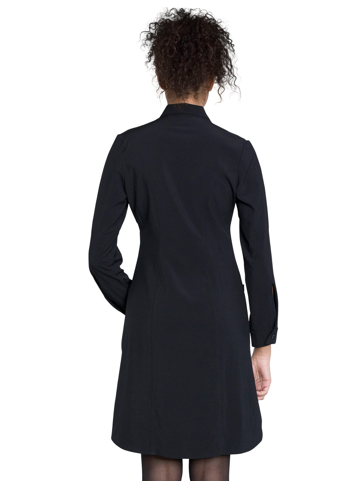 Women's Two-Pocket 40" Full-Length Button Cuff Sleeves Lab Coat - 1401A - Black