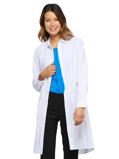 Women's Two-Pocket 40" Full-Length Button Cuff Sleeves Lab Coat - 1401A - White