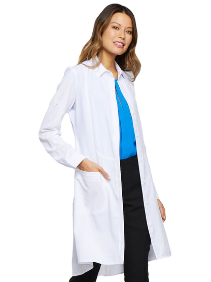 Women's Two-Pocket 40" Full-Length Button Cuff Sleeves Lab Coat - 1401A - White