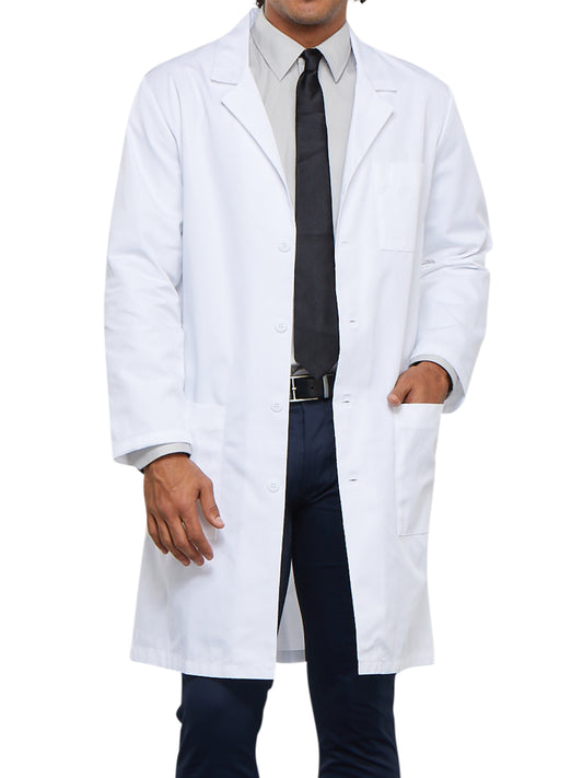 Unisex Three-Pocket 40" Full-Length Button-Front Lab Coat - 1446 - White