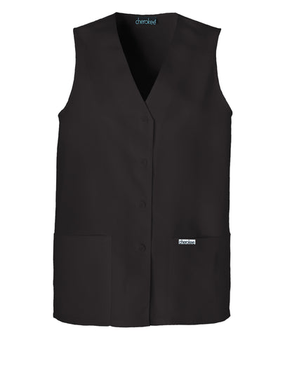 Women's 2-Pocket Button Front Vest - 1602 - Black