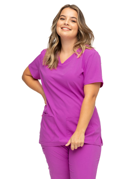 Women's Shaped V-Neck Top - 20710 - Berry Blast