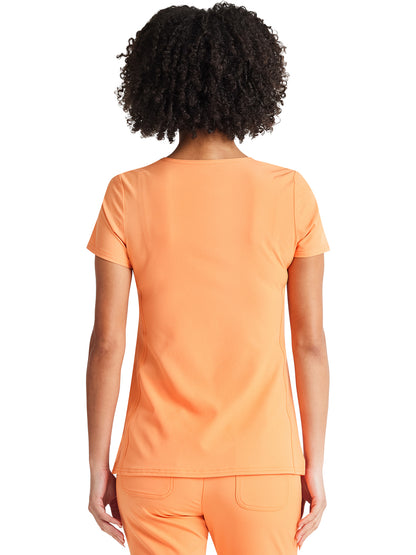 Women's Shaped V-Neck Top - 20710 - Cantaloupe