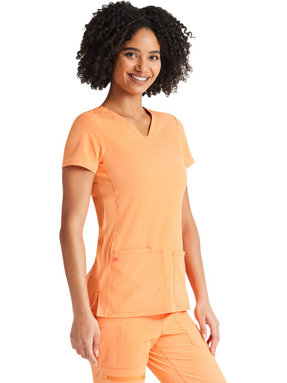 Women's Shaped V-Neck Top - 20710 - Cantaloupe