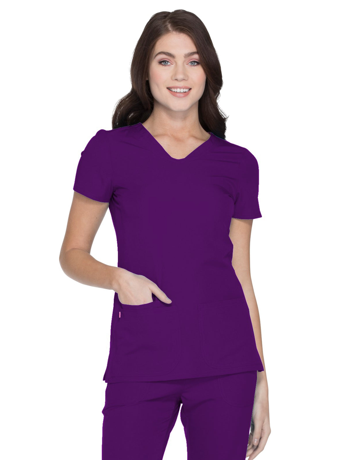 Women's Shaped V-Neck Top - 20710 - Eggplant