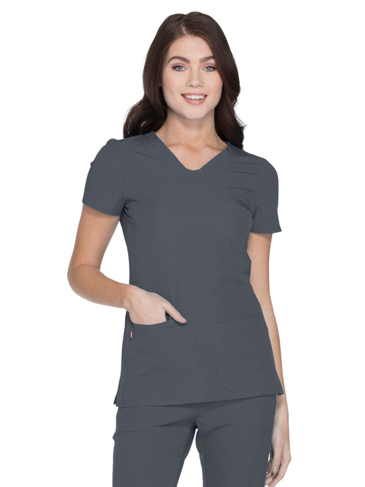 Women's Shaped V-Neck Top - 20710 - Pewter