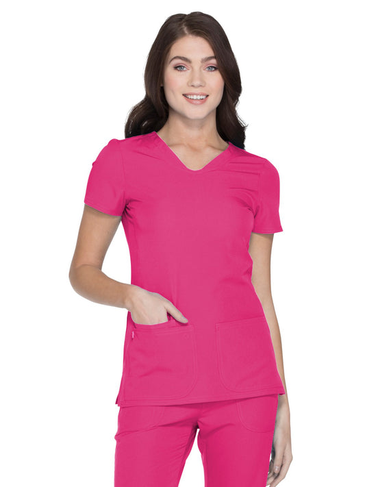 Women's Shaped V-Neck Top - 20710 - Pink Party