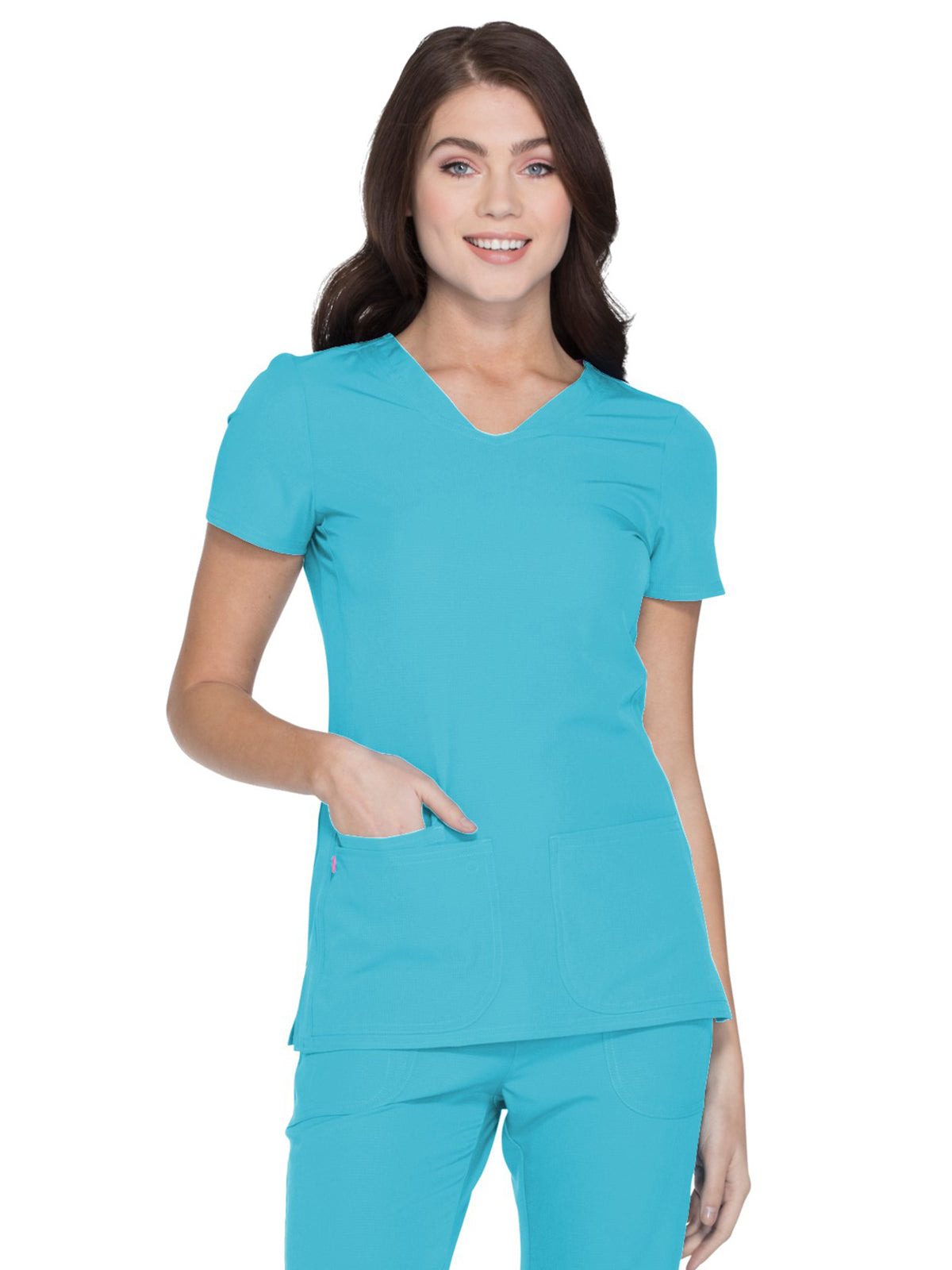 Women's Shaped V-Neck Top - 20710 - Turquoise