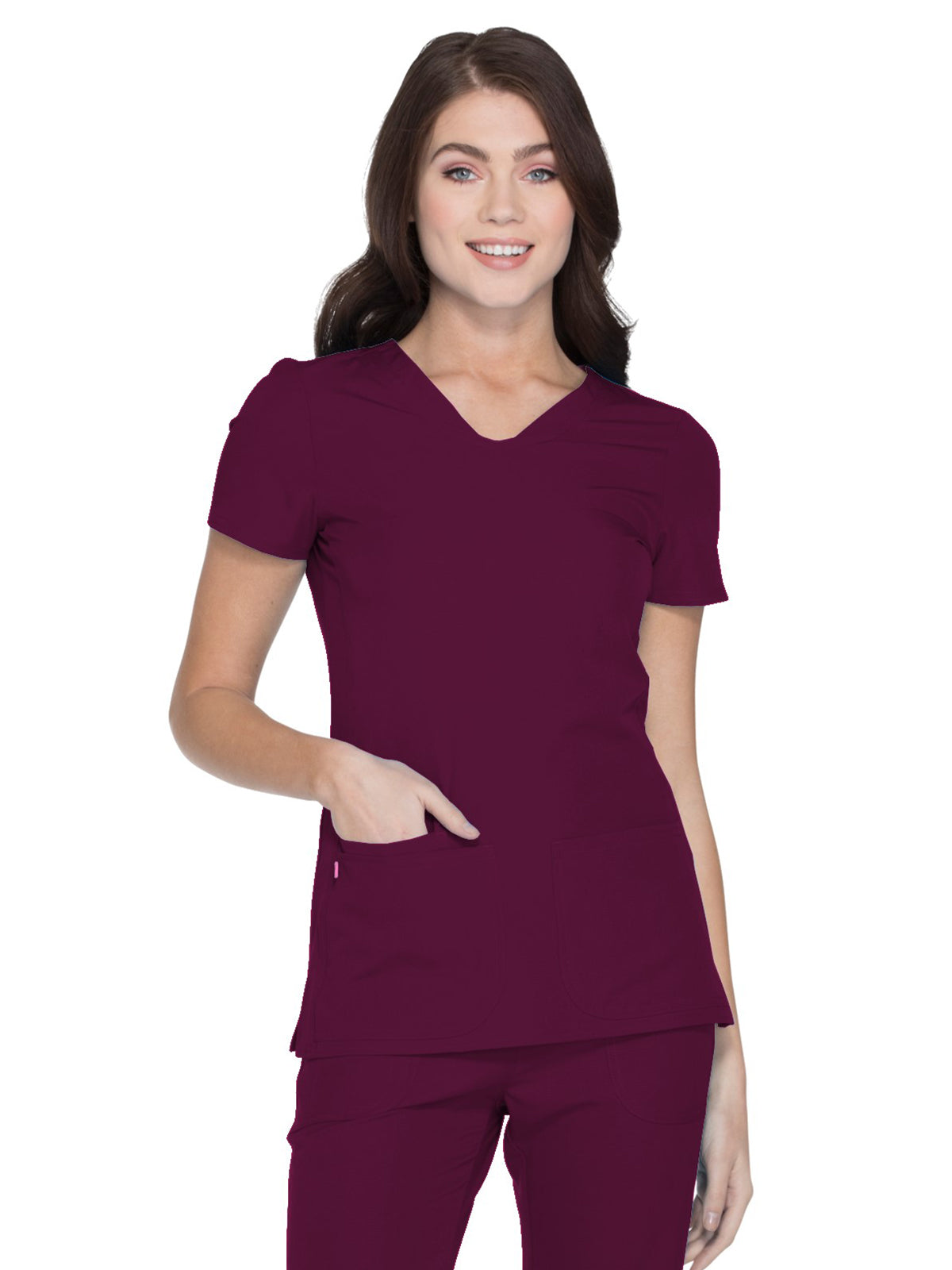 Women's Shaped V-Neck Top - 20710 - Wine