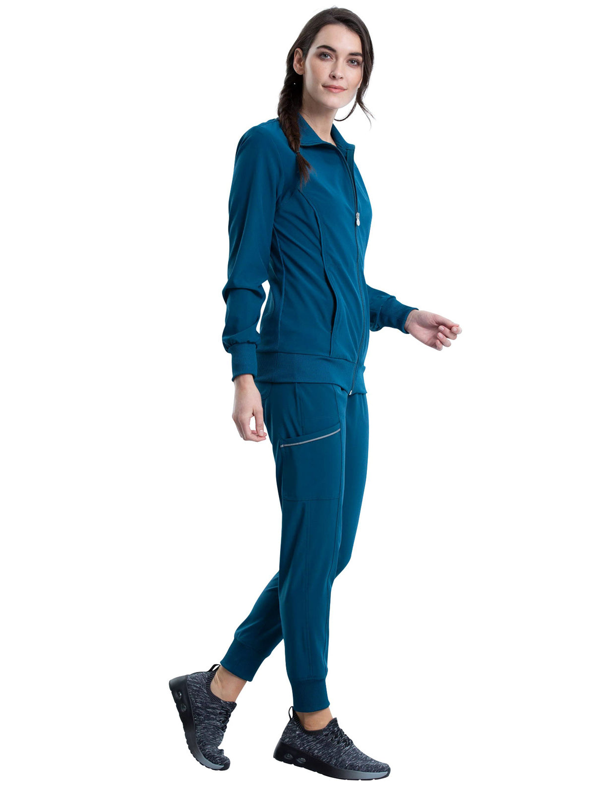 Women's 2-Pocket Contemporary Scrub Jacket - 2391A - Caribbean Blue