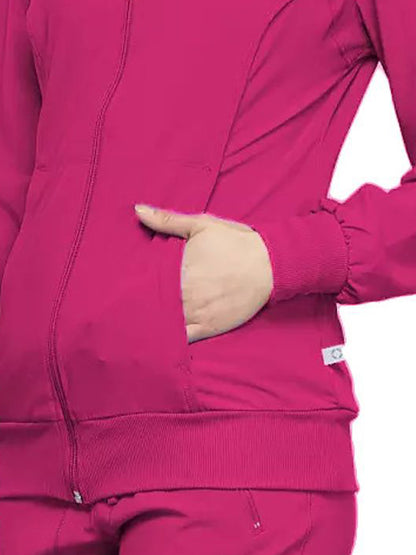 Women's 2-Pocket Contemporary Scrub Jacket - 2391A - Carmine Pink