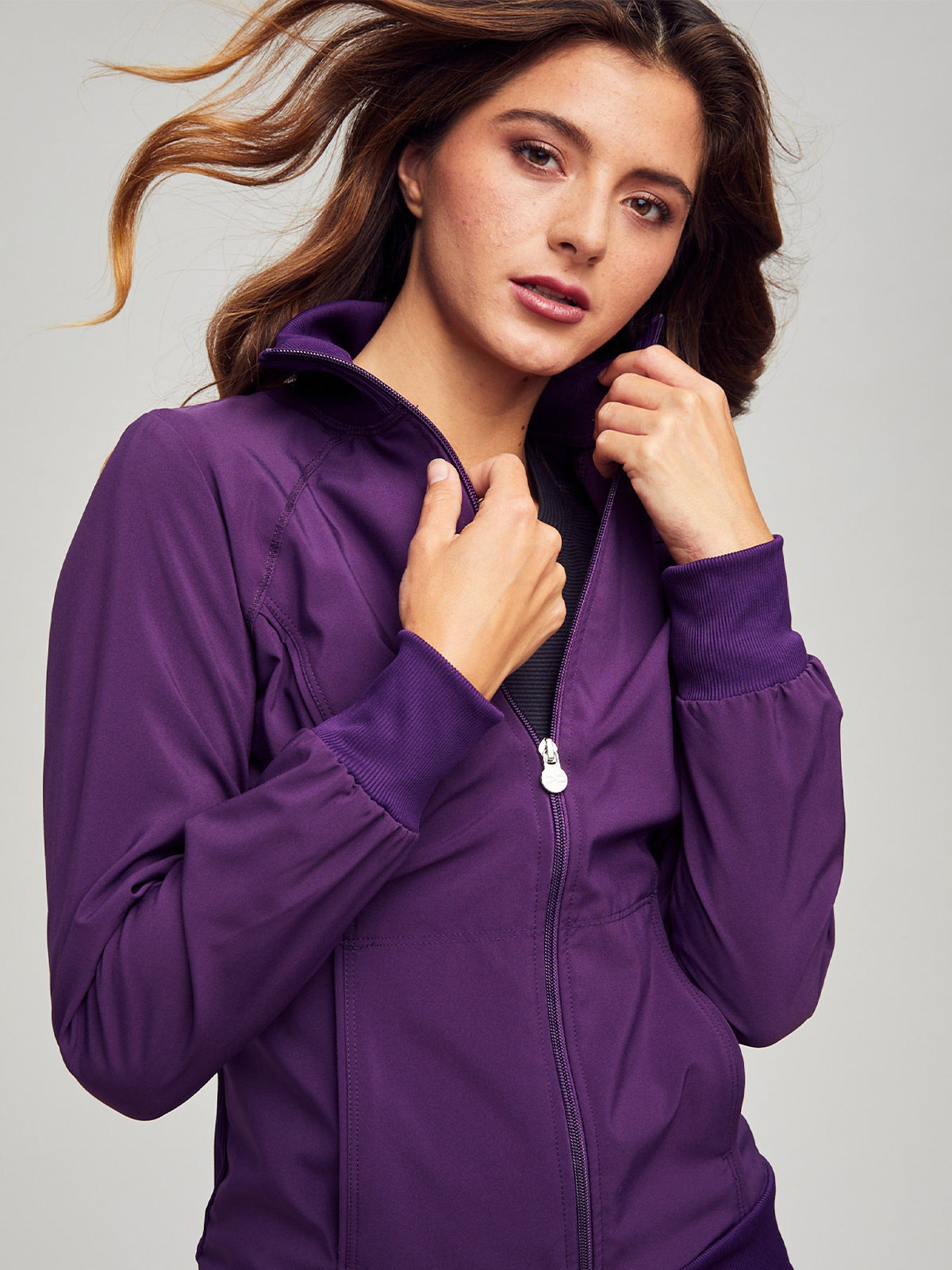 Women's 2-Pocket Contemporary Scrub Jacket - 2391A - Eggplant