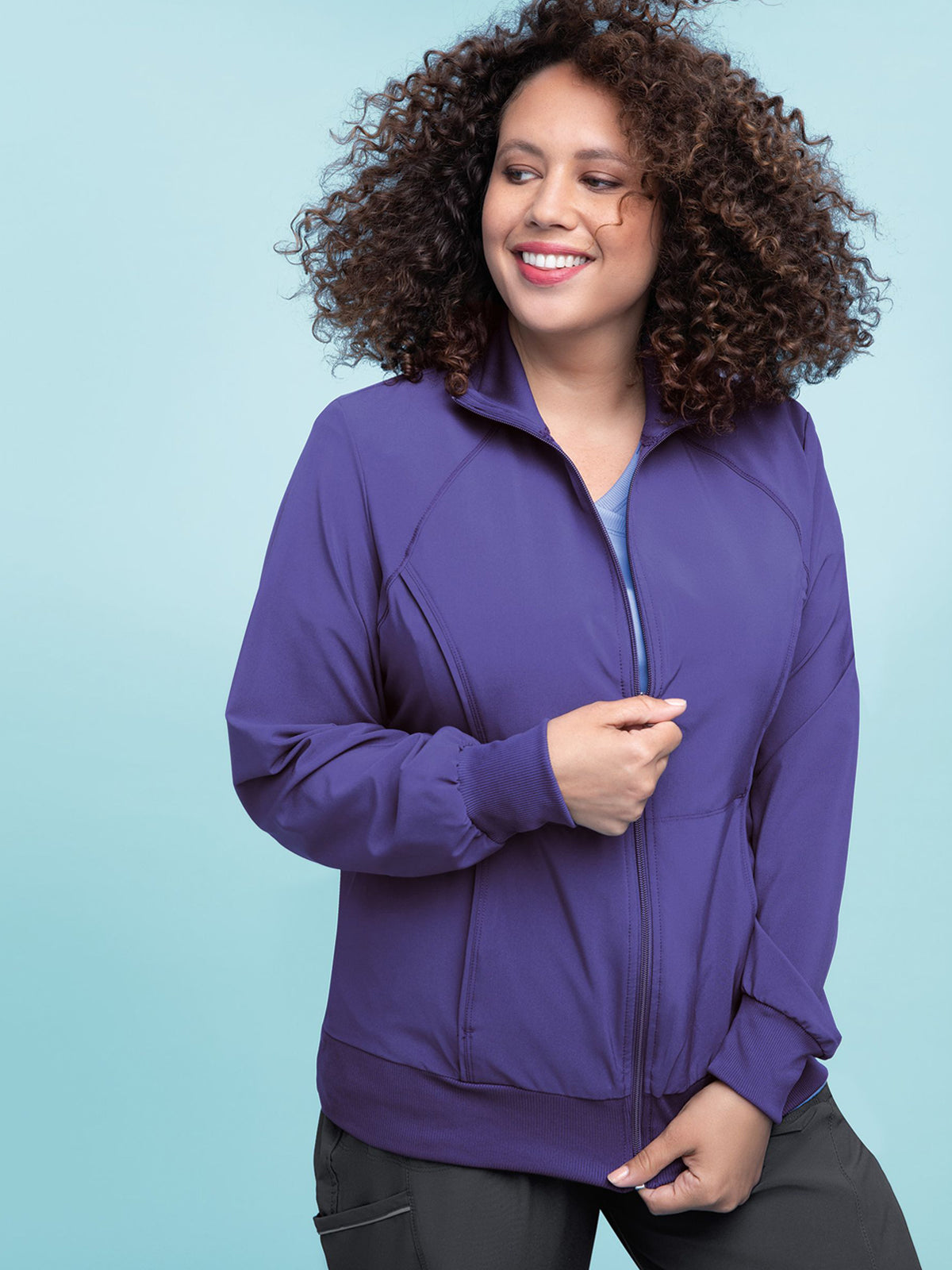 Women's 2-Pocket Contemporary Scrub Jacket - 2391A - Grape