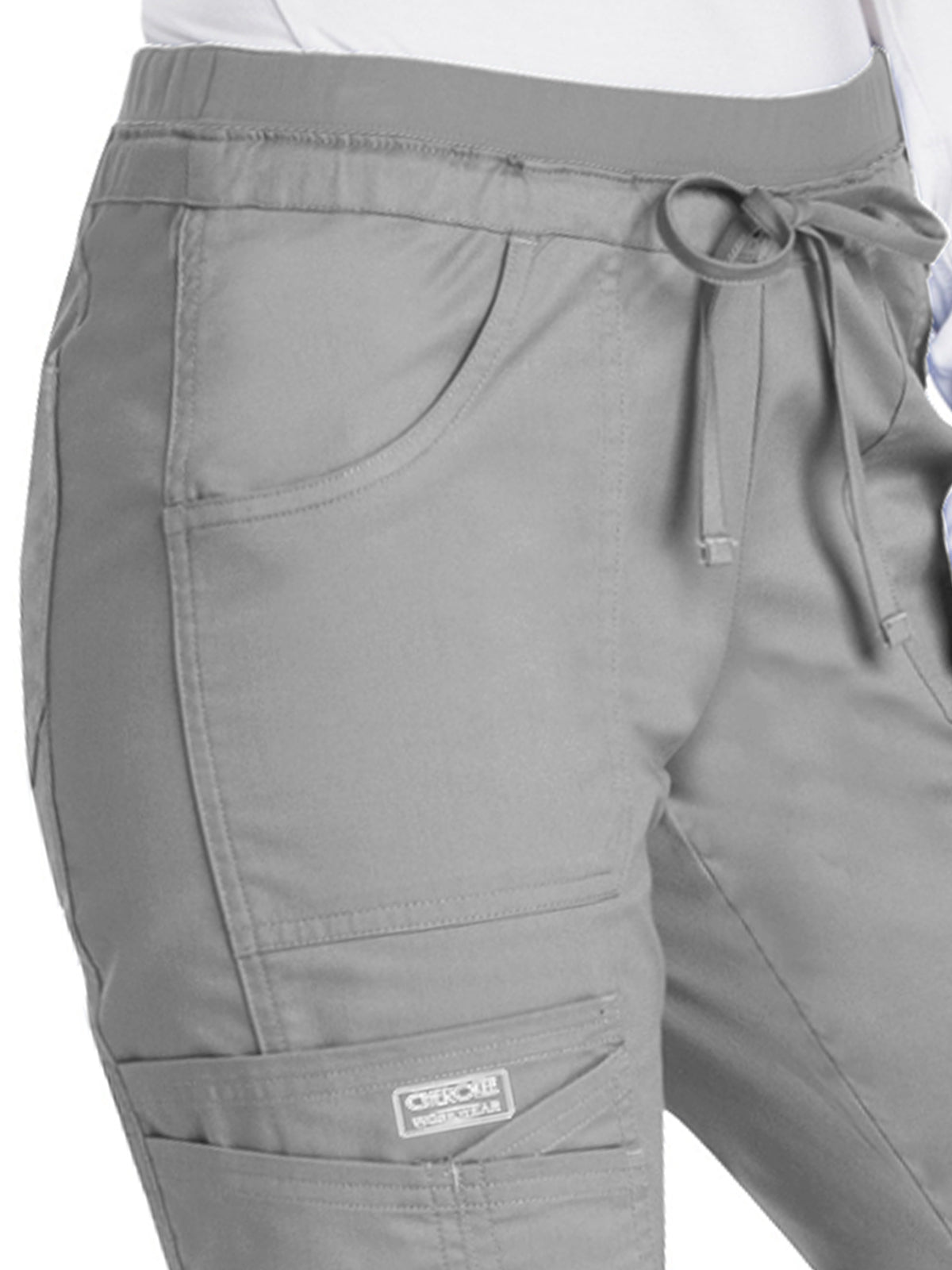 Women's 6-Pocket Drawstring Cargo Scrub Pant - 24001 - Grey