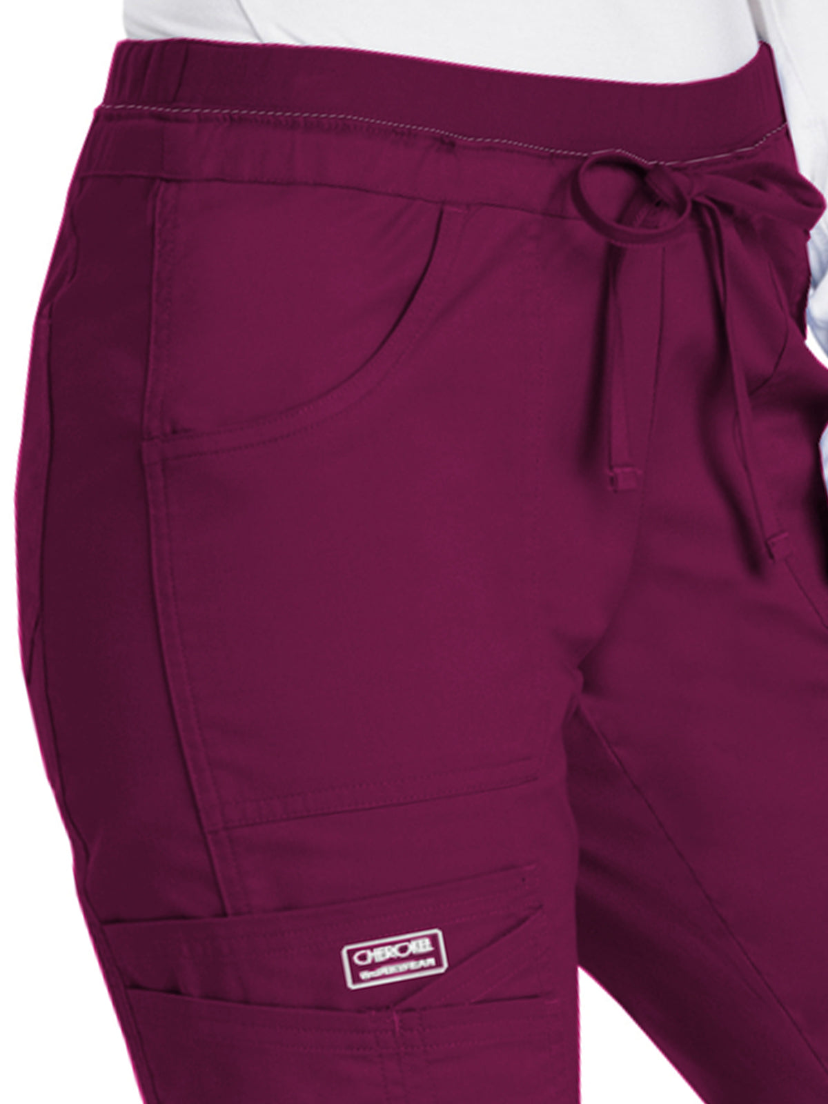 Women's 6-Pocket Drawstring Cargo Scrub Pant - 24001 - Wine