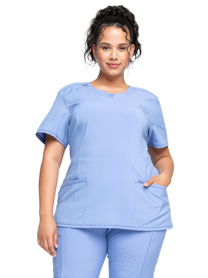 Women's 3-Pocket Round Neck Top - 2624A - Ciel