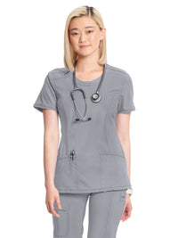 Women's 3-Pocket Round Neck Top - 2624A - Grey