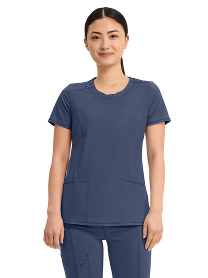 Women's 3-Pocket Round Neck Top - 2624A - Navy