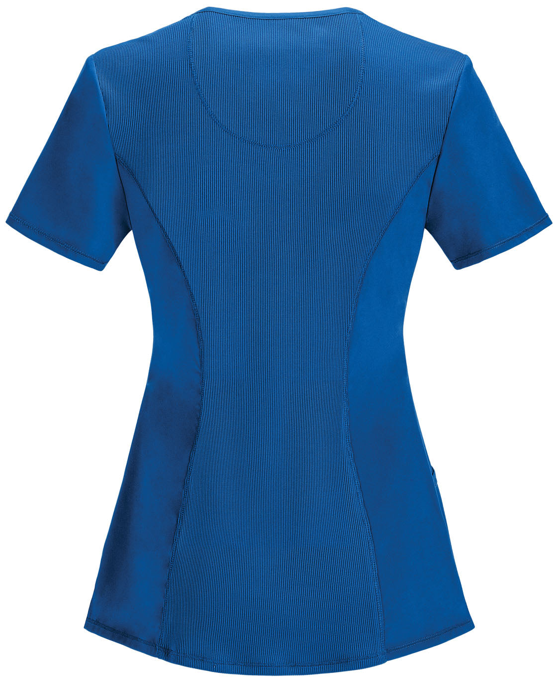 Women's Stretch Rib-knit Back Panel Round Neck Top - 2624A - Royal