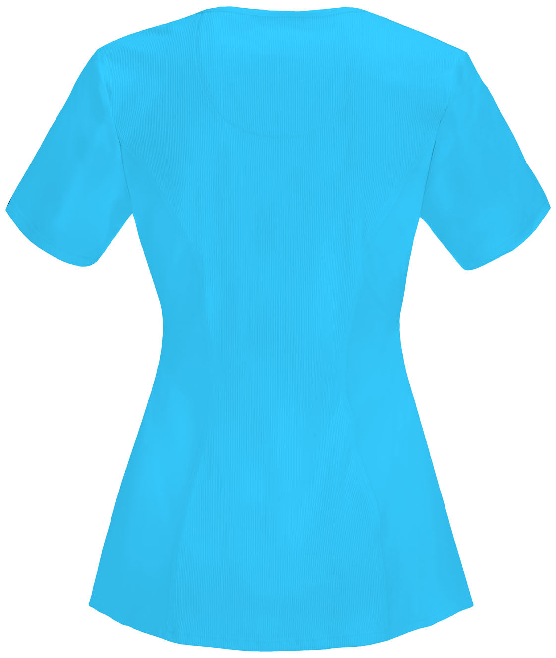 Women's Stretch Rib-knit Back Panel Round Neck Top - 2624A - Turquoise