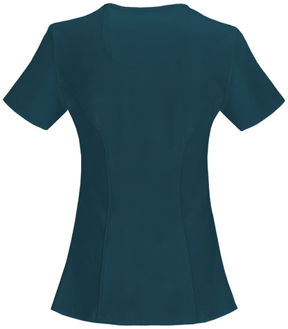 Women's 4-Pocket Mock Wrap Scrub Top - 2625A - Caribbean Blue