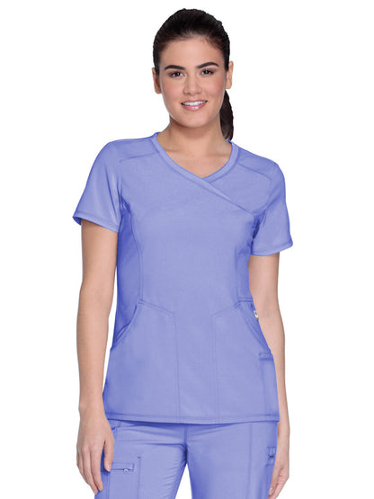 Women's 4-Pocket Mock Wrap Scrub Top - 2625A - Ciel