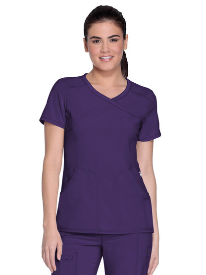 Women's 4-Pocket Mock Wrap Scrub Top - 2625A - Grape