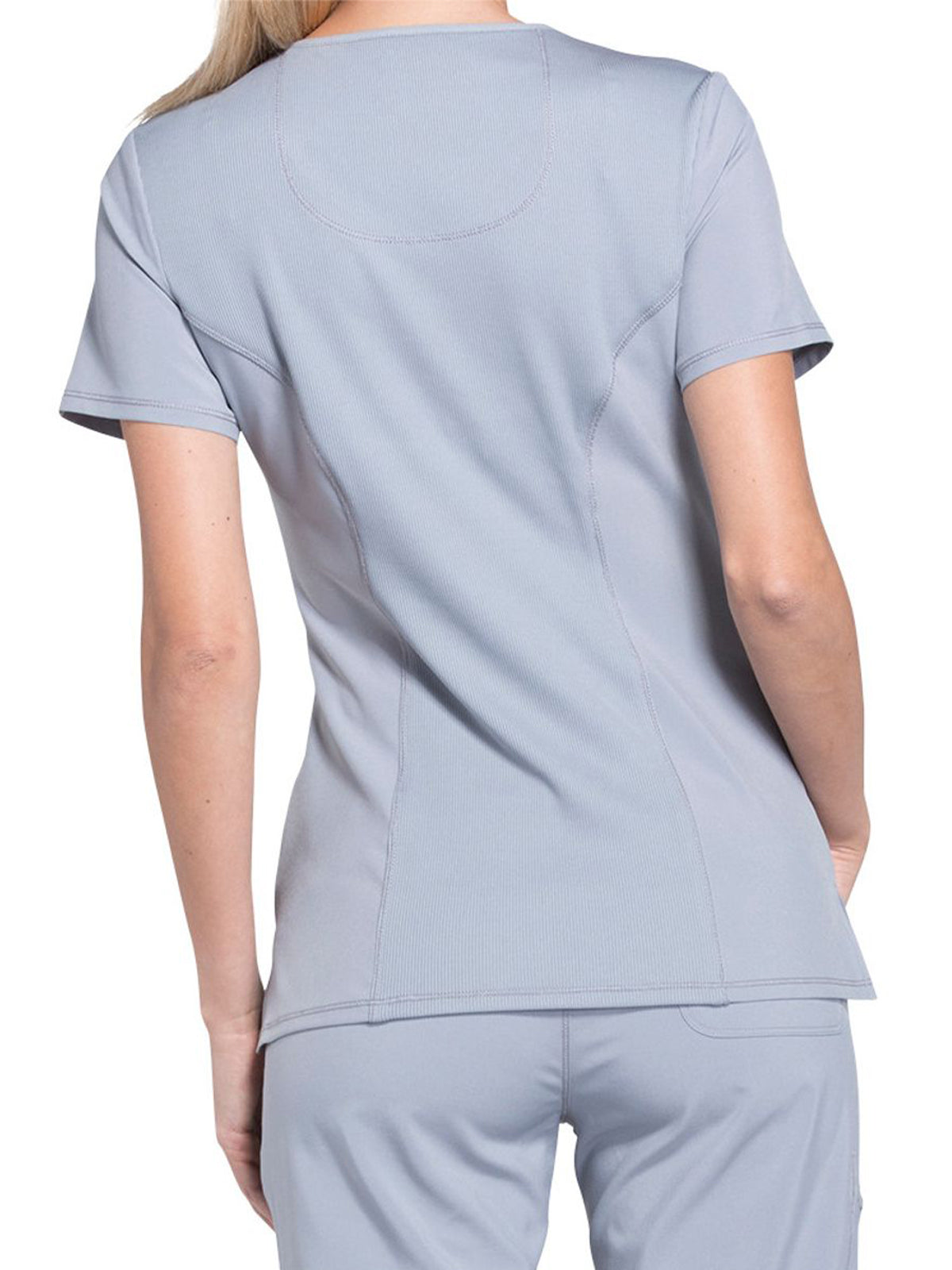 Women's 4-Pocket Mock Wrap Scrub Top - 2625A - Grey