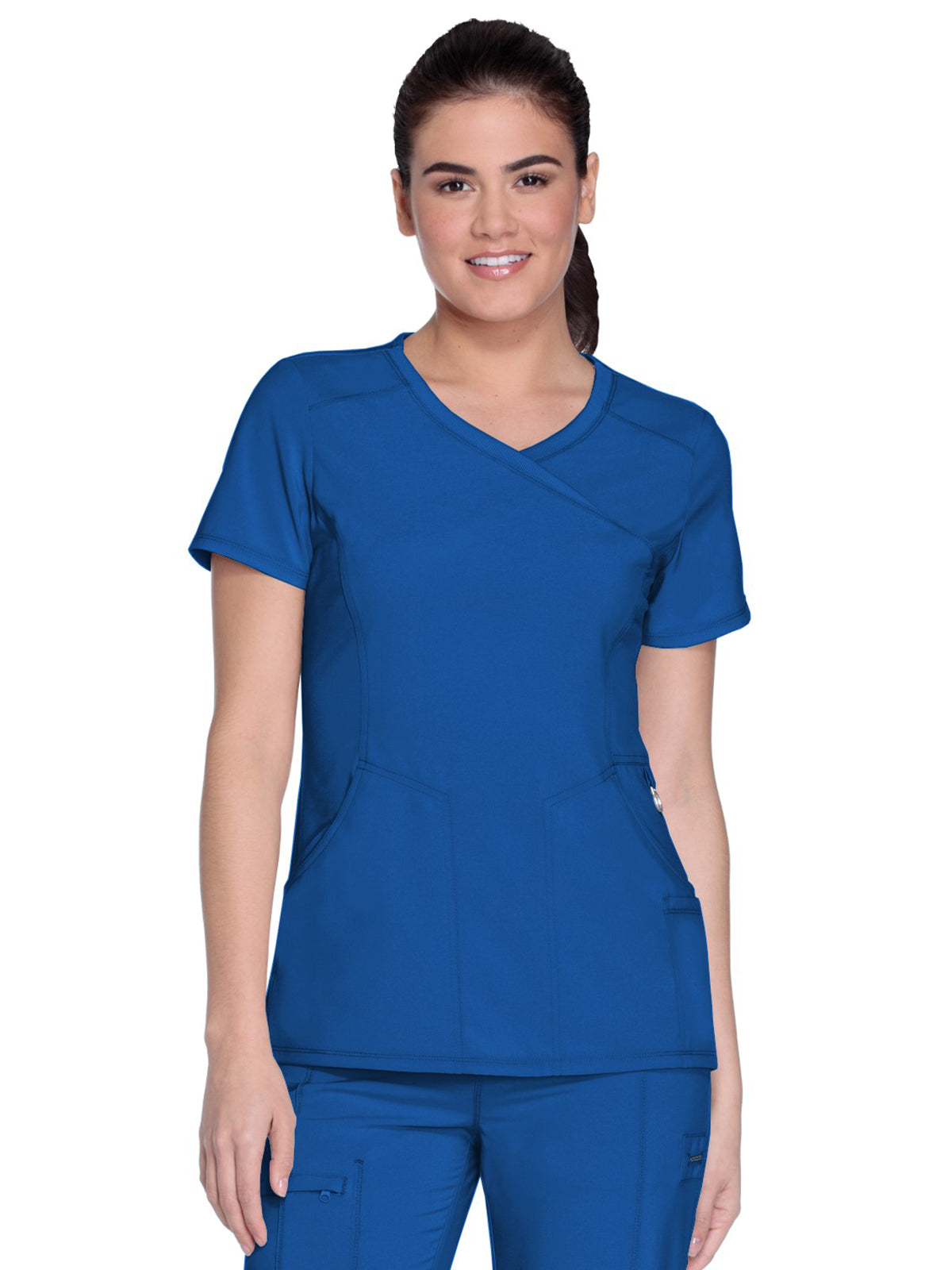 Women's 4-Pocket Mock Wrap Scrub Top - 2625A - Royal