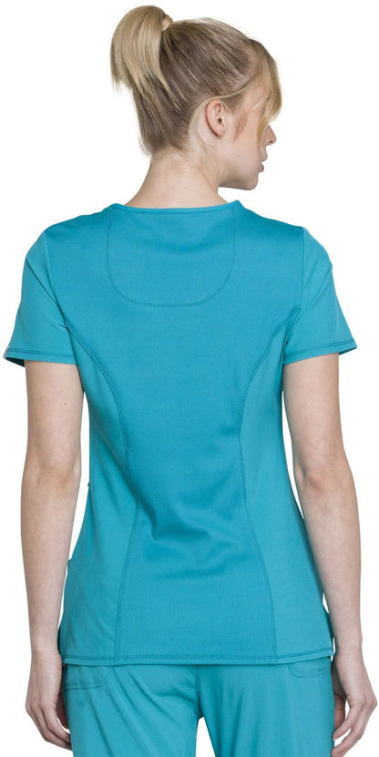 Women's 4-Pocket Mock Wrap Scrub Top - 2625A - Teal Blue