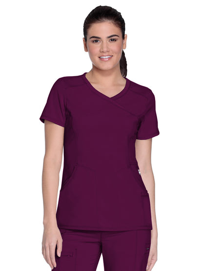 Women's 4-Pocket Mock Wrap Scrub Top - 2625A - Wine