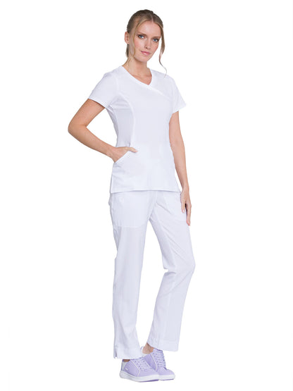 Women's 4-Pocket Mock Wrap Scrub Top - 2625A - White