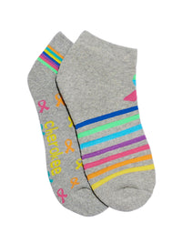Women's Bamboo No Show Socks (2 Pairs per Pack) - 2GOOD - Striped Multi Ribbons