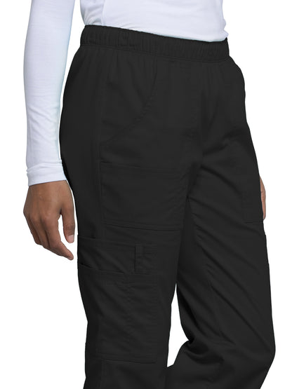 Women's Mid Rise Pull-On Cargo Scrub Pant - 4005 - Black