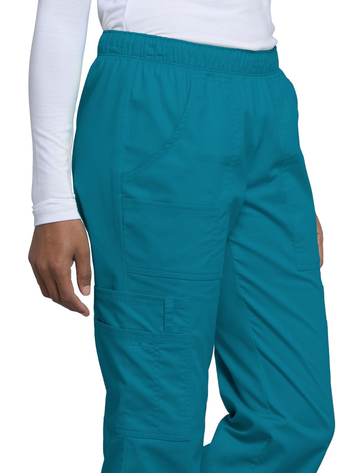 Women's Mid Rise Pull-On Cargo Scrub Pant - 4005 - Caribbean Blue