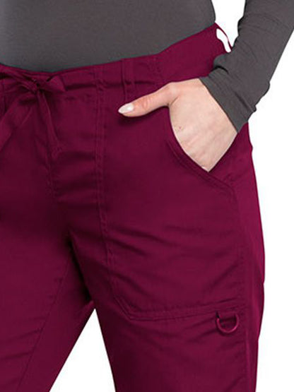 Women's 4-Pocket Drawstring Cargo Pant - 4020 - Wine