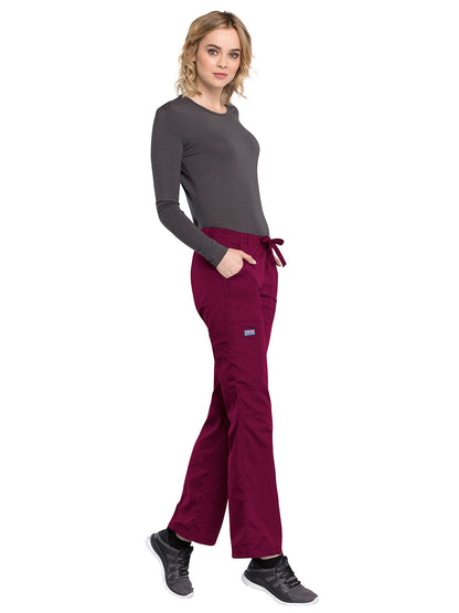 Women's 4-Pocket Drawstring Cargo Pant - 4020 - Wine