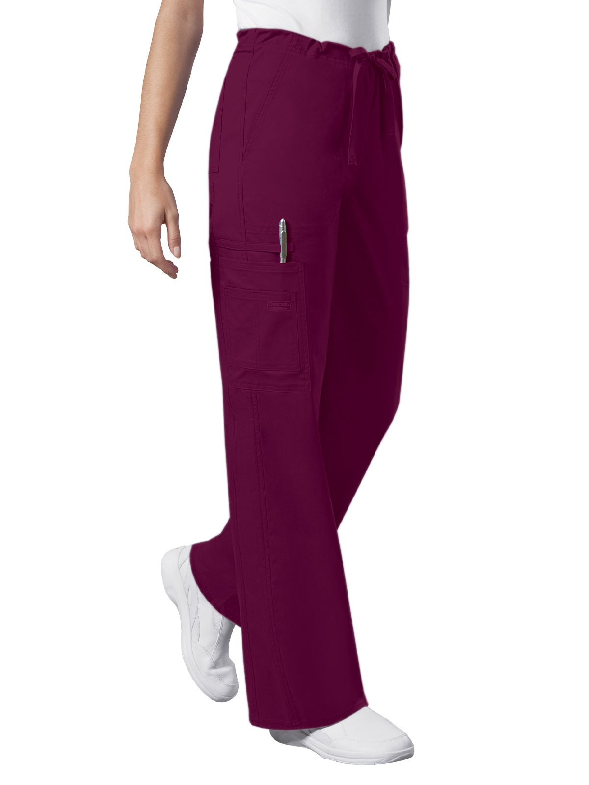 Unisex 5-Pocket Drawstring Cargo Scrub Pant - 4043 - Wine