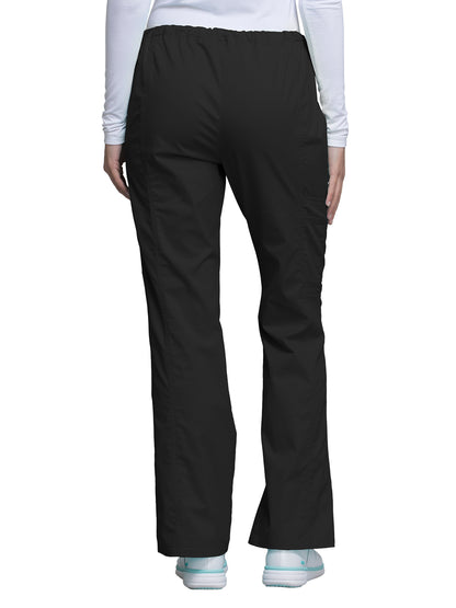 Women's Mid Rise Drawstring Cargo Scrub Pant - 4044 - Black