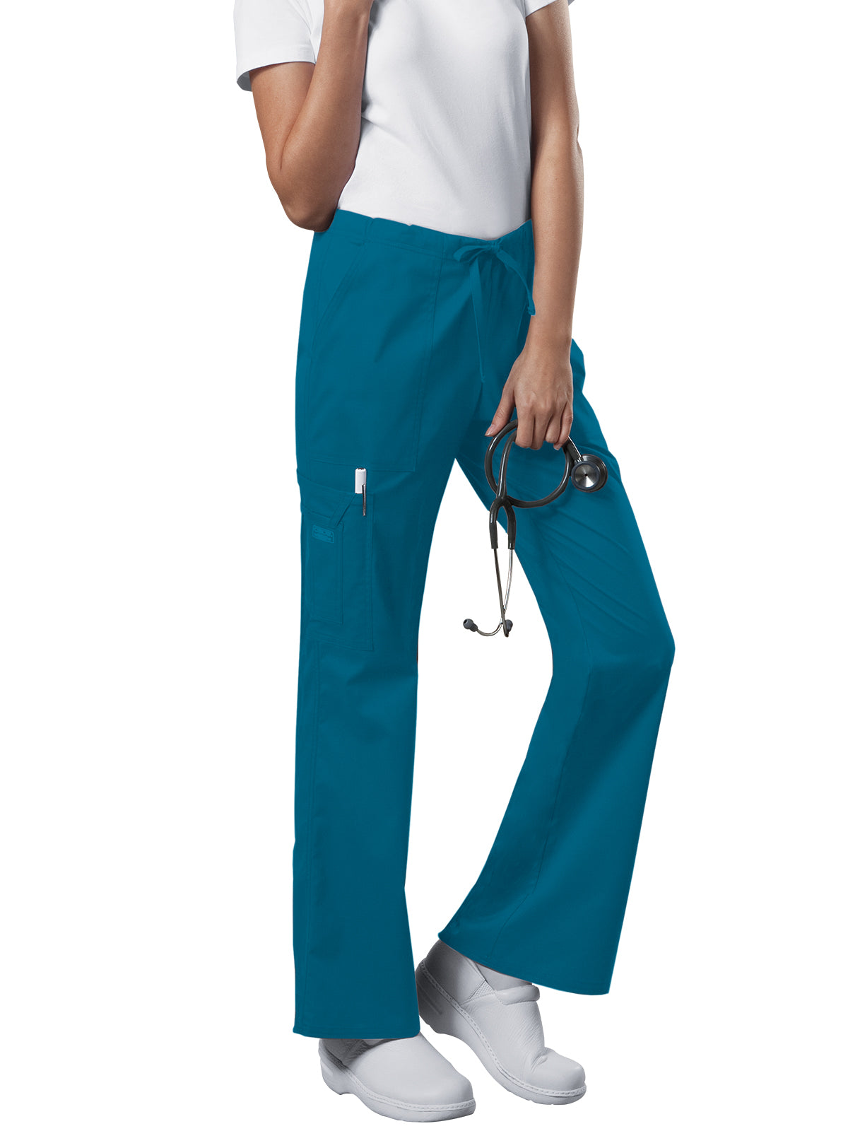 Women's Mid Rise Drawstring Cargo Pant - 4044 - Caribbean Blue